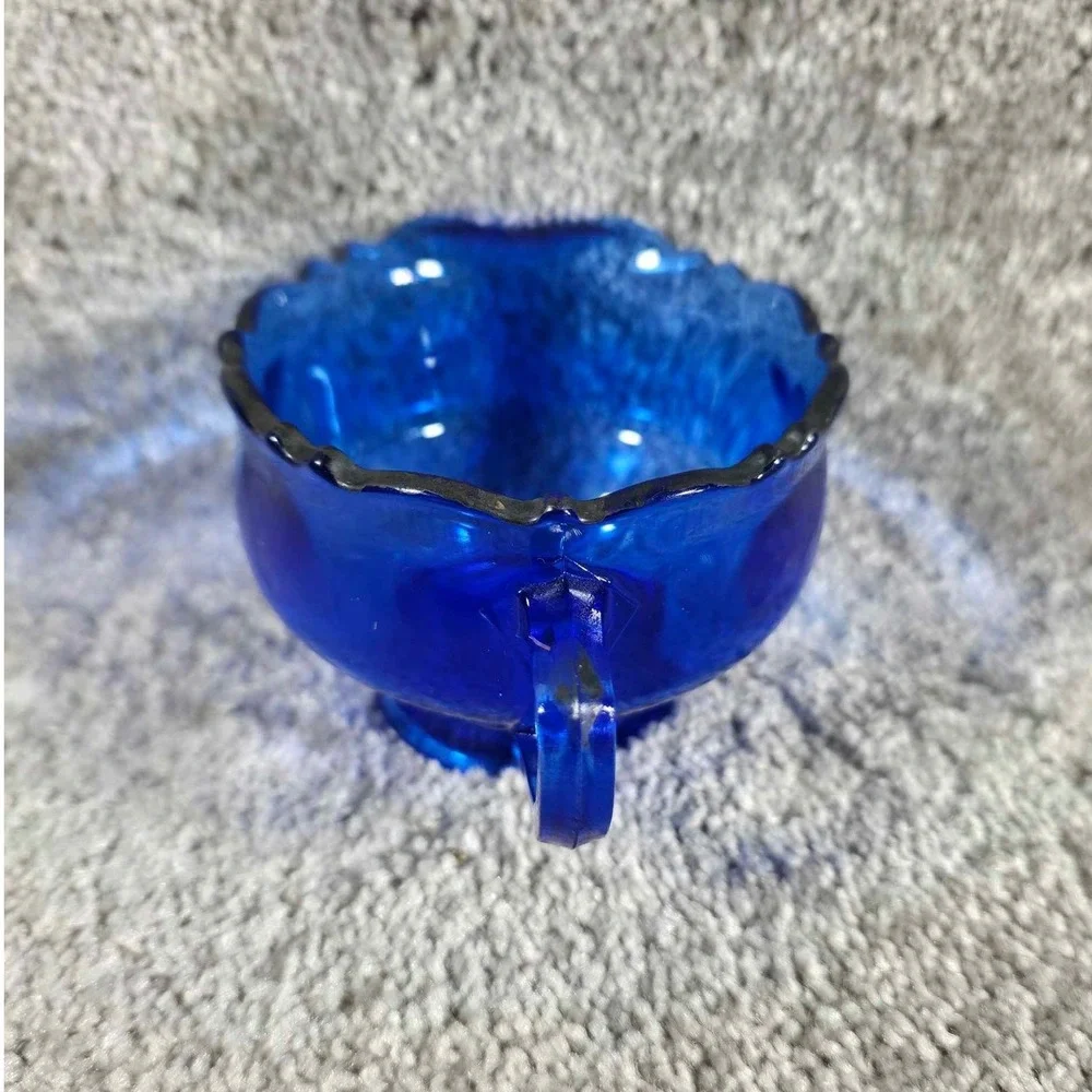 L.E. Smith‎ Glass Mt. Pleasant Cobalt Blue Creamer Glass with Handle